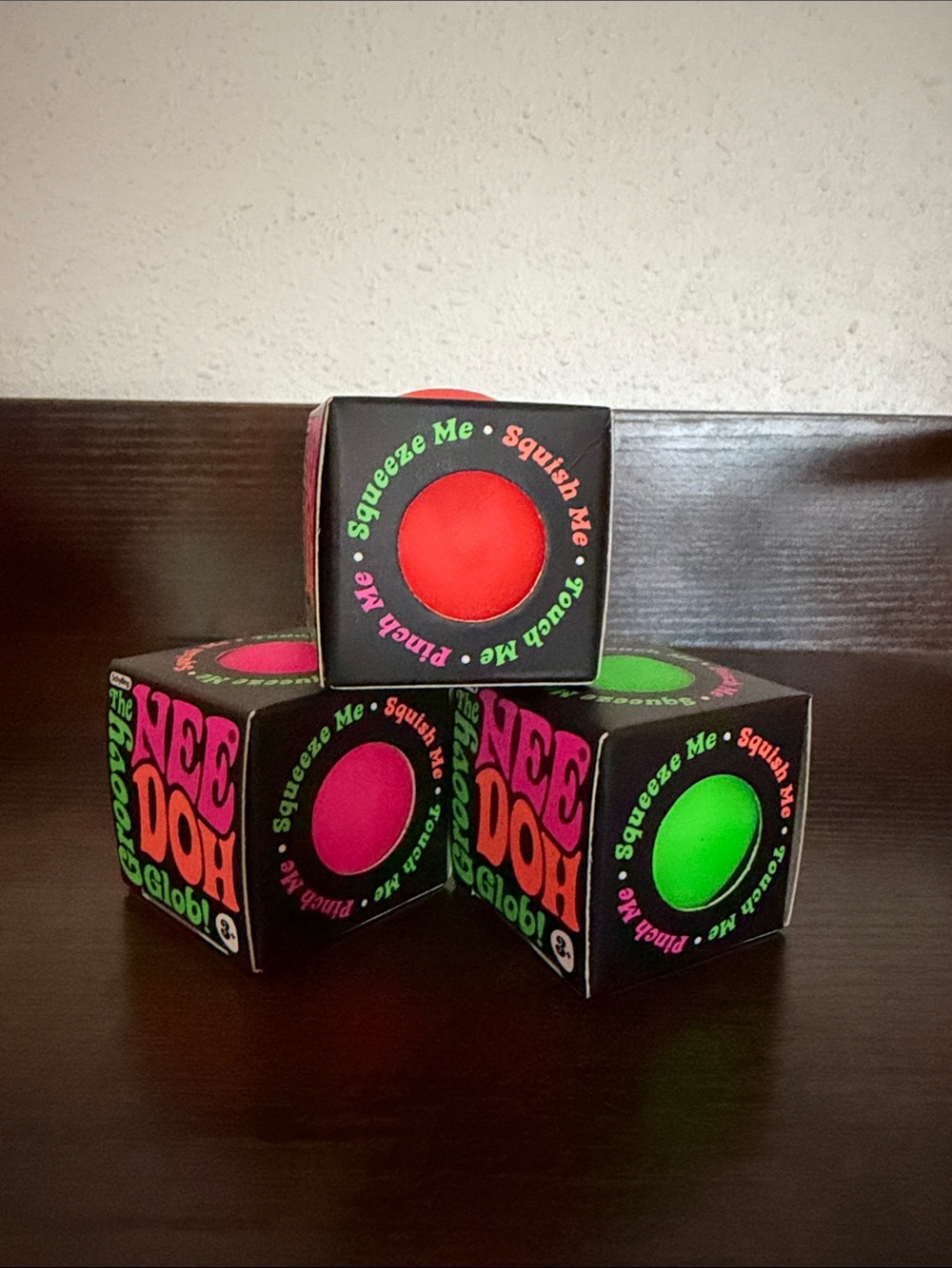 Set of 3 mini groovy globs - pink, green & orange.